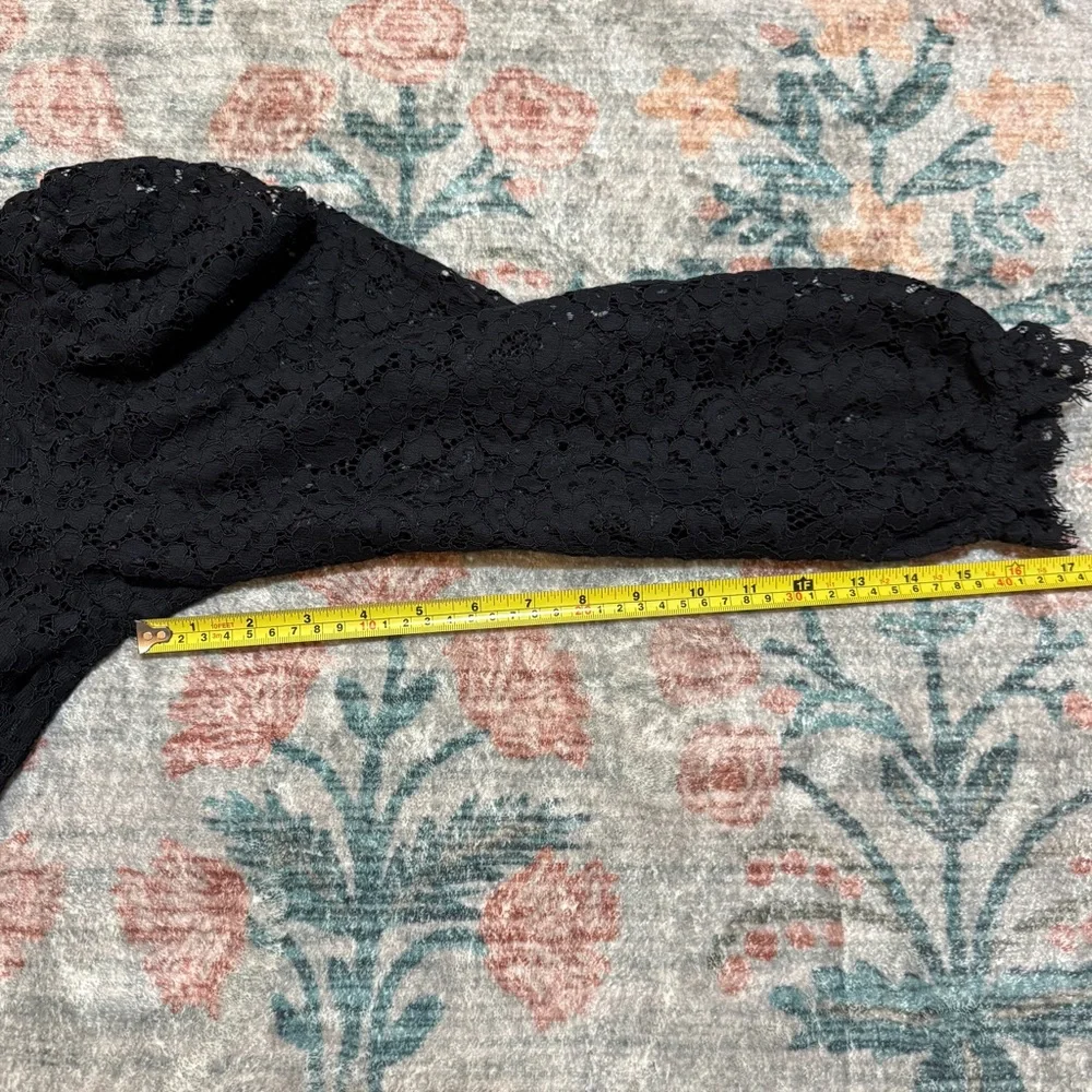 J Crew Ruffle Neck Dress in Black Lace